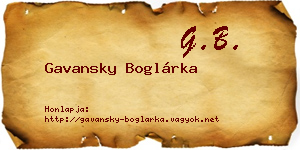 Gavansky Boglárka névjegykártya