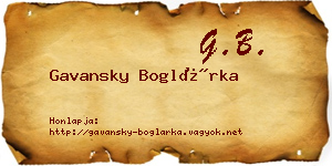 Gavansky Boglárka névjegykártya